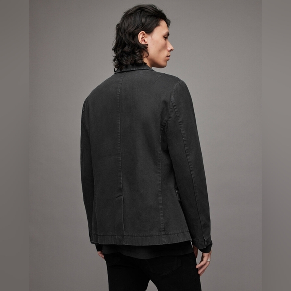 SOLD!!! Allsaints Mercier Black Denim Single Breasted Jacket NWOT - Picture 4 of 6